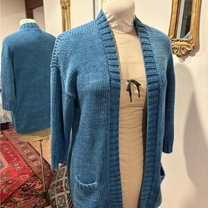 Johnny Was indigo dyed Cardigan cotton medium NWT